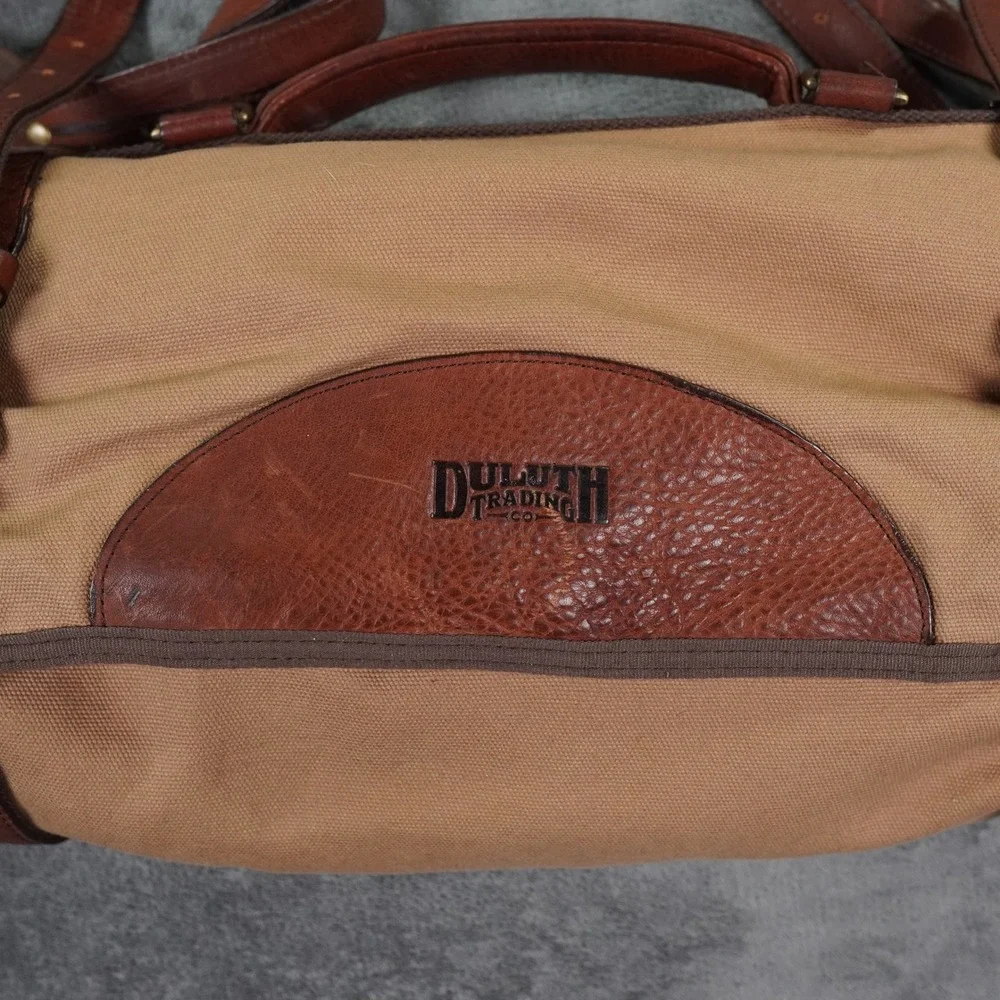Duluth Trading 1 Night Stand Rolled Bag Tan Leather Canvas Suit Shoes Shaving